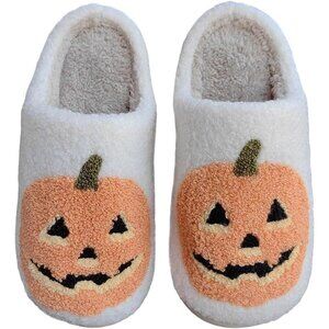 Cozy Halloween Pumpkin Slippers for Women & Men - Plush Memory Foam Comfort